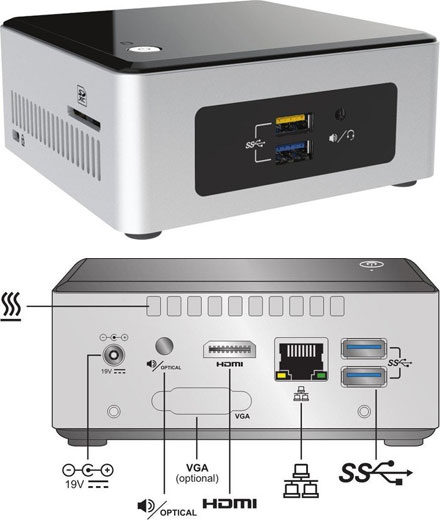 Intel NUC5PPYH (Intel Pentium N3700 CPU 4x 1.60Ghz, 1x HDMI, 2.5" HDD/SSD support)